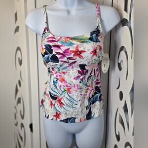 Mynah Tankini Top XS Floral Tropical Adjustable Strap Swim Top NWT